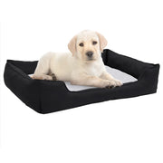 VidaXL Hondenmand linnen-look 85,5x70x23 cm fleece zwart en wit - afbeelding 1