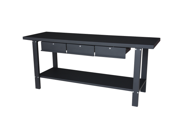 Abi Werkbank met 3 laden, zwart metaal