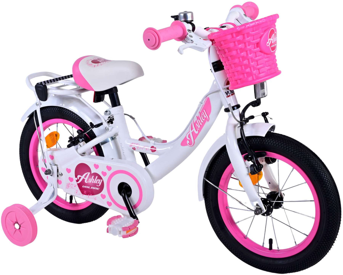 Volare Ashley Kinderfiets - Meisjes - 14 inch - Wit - Twee Handremmen