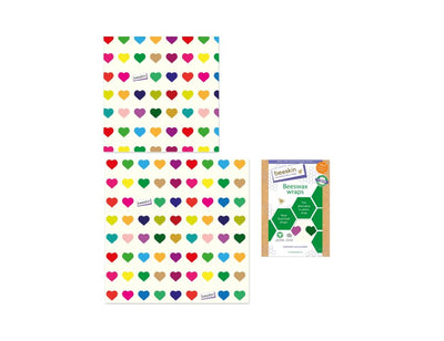 Beeskin Bijenwasdoeken Set Medium en Large Colourful Hearts