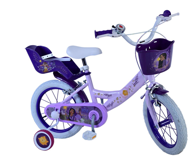 Wish disney kinderfiets - meisjes - 14 inch - paars - twee handremmen