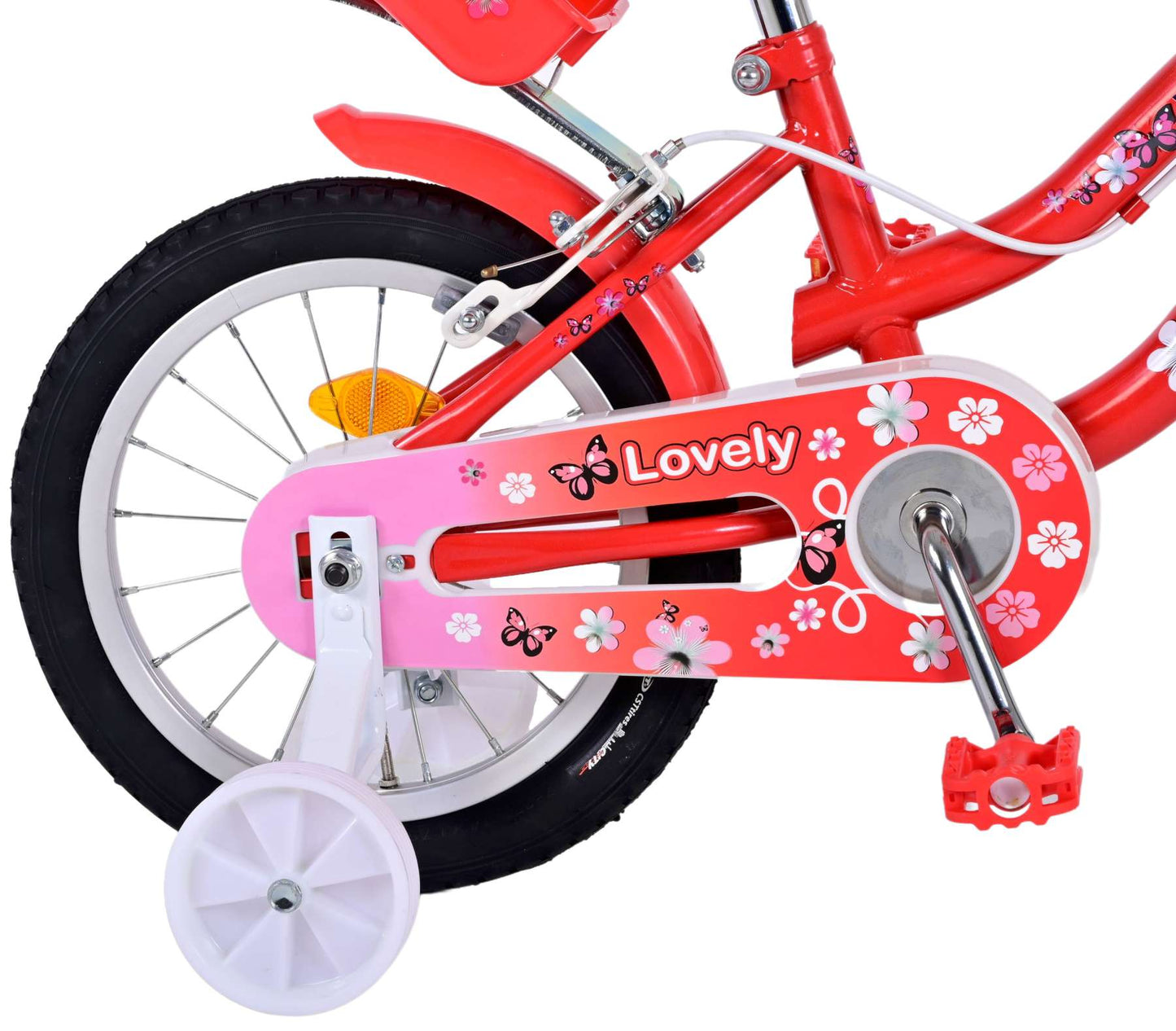 Volare Lovely Kinderfiets - Meisjes - 14 inch - Rood Wit - Twee Handremmen