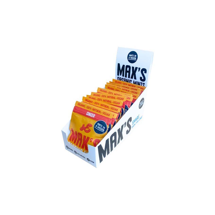 Max Organic Mints Menthol Mints Display 12 stuks (17gr)