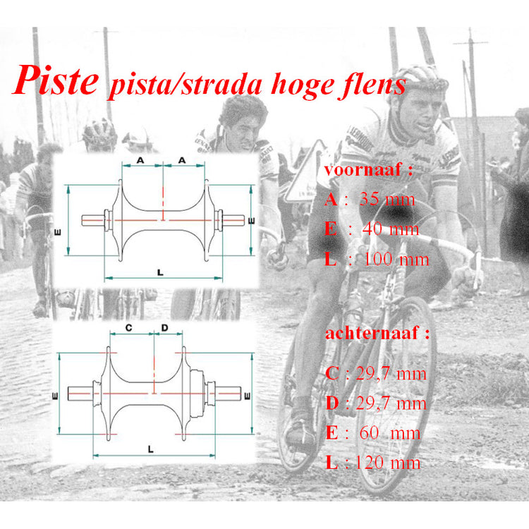 Miche naafset pista strada v+a 32g m hoge-flens flip flop zi.