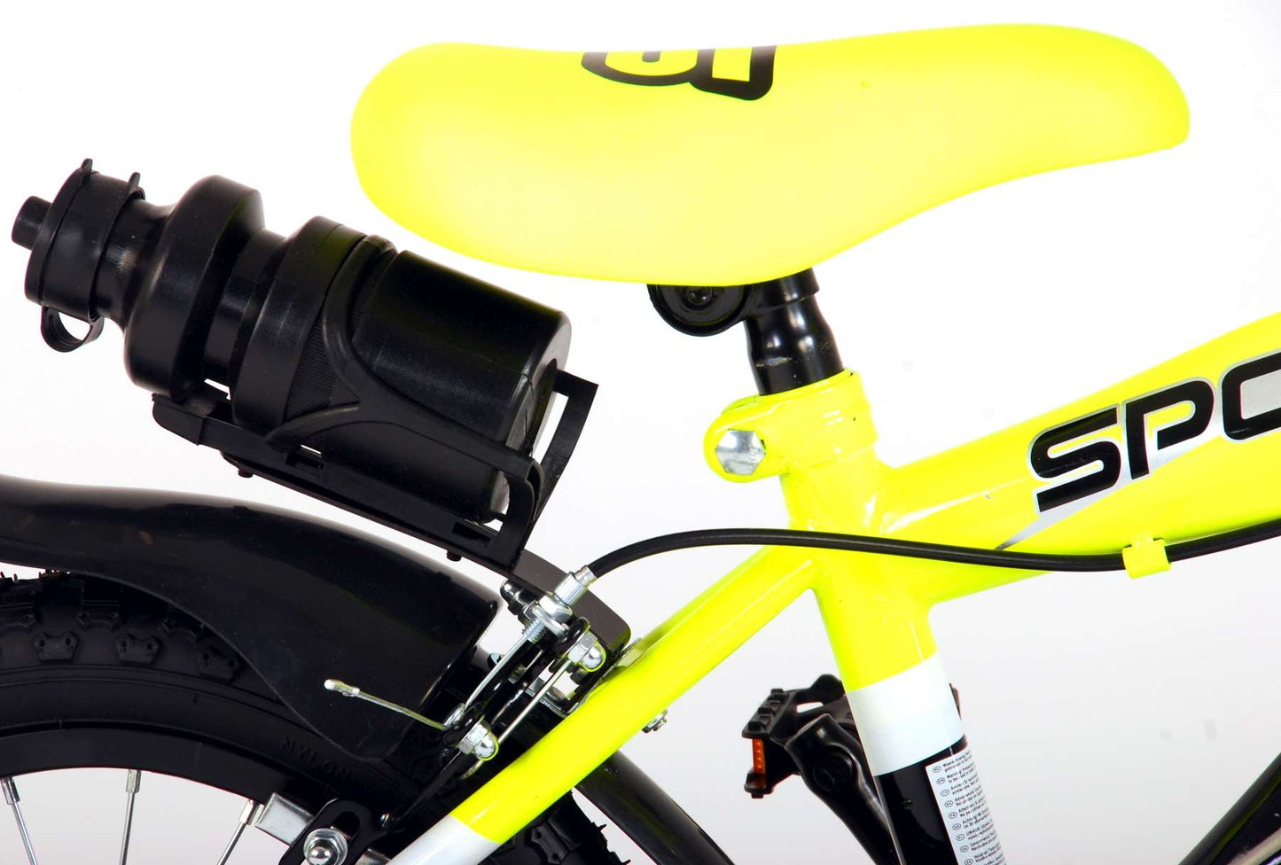 Volare Sportivo Kinderfiets - Jongens - 14 inch - Neon Geel Zwart - Twee Handremmen - 95% afgemonteerd