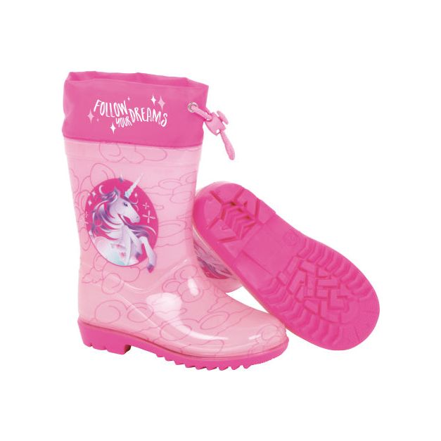 Arditex Regenlaarzen Unicorn meisjes PVC textiel lichtroze roze maat 24