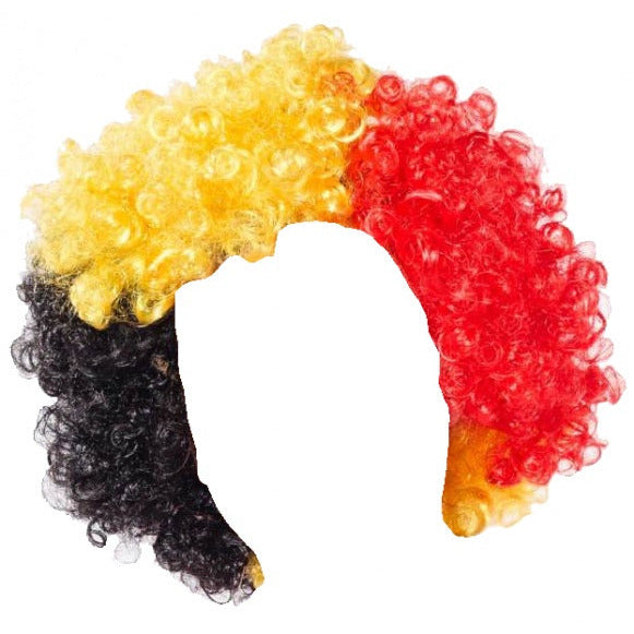 België Tricolore Belgium WK supporterspruik zwart geel rood