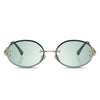 dames zonnebril ovaal randloos cat. 2 goud groen