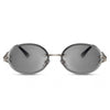 dames zonnebril ovaal randloos cat. 3 zilver grijs
