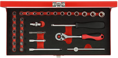 Gedore red Dopsleutelset 1 4 Inch SW 413 mm Zilver 32-delig