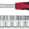 Gedore red Dopsleutelset + ratel 1 2 Inch 6-kt op Rail 12-delig