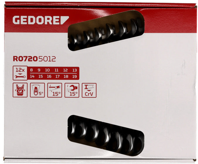 Gedore red Ringratel-steeksleutelset SW 8-19 mm 12-delig