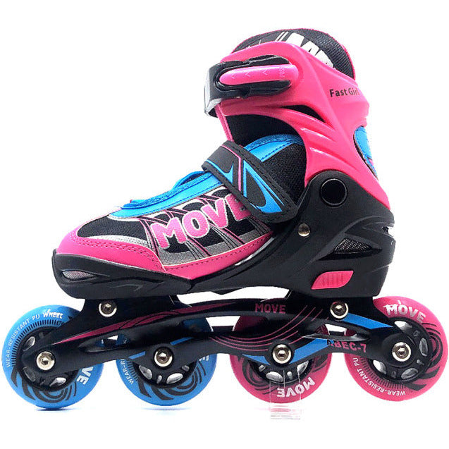Move Inline skates Fast semi-softboot verstelbaar roze blauw maat 38-41