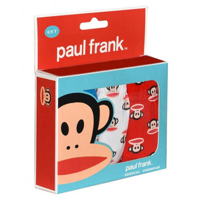 Paul frank Ondergoed junior rood blauw wit 3 stuks mt 9 10 jaar