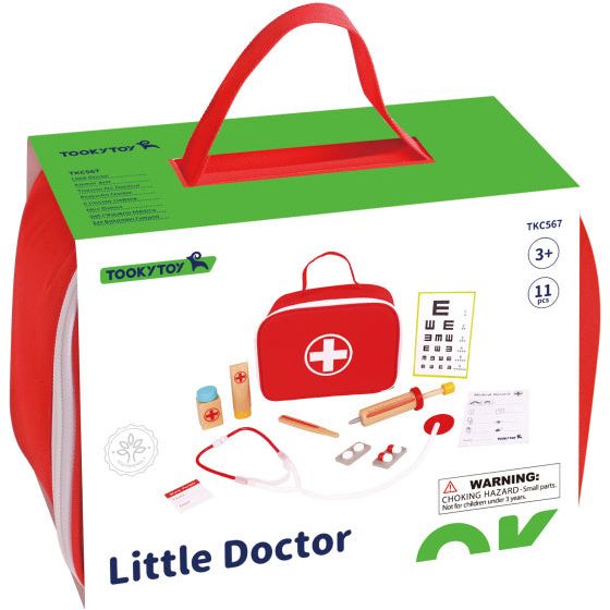 Tooky toy Little Doctor Houten Speelset Rood 11-delig