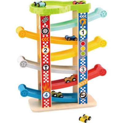 Tooky toy Houten Autobaan met Speelauto's 18 maanden 8-delig