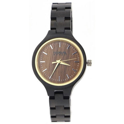 Wave hawaii Horloge Citizen Miyota dames 3,5 cm hout bruin zwart