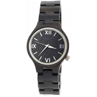 Wave hawaii Horloge Citizen Miyota dames 3,5 cm hout zwart