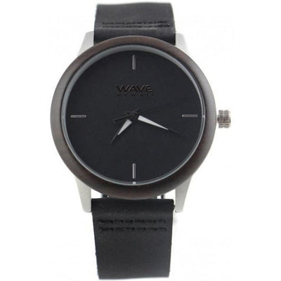 Wave hawaii Horloge Citizen Miyota dames 4 cm hout leer zwart