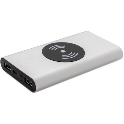 powerbank draadloos 10.000 mAh 12,5 cm alu zilver